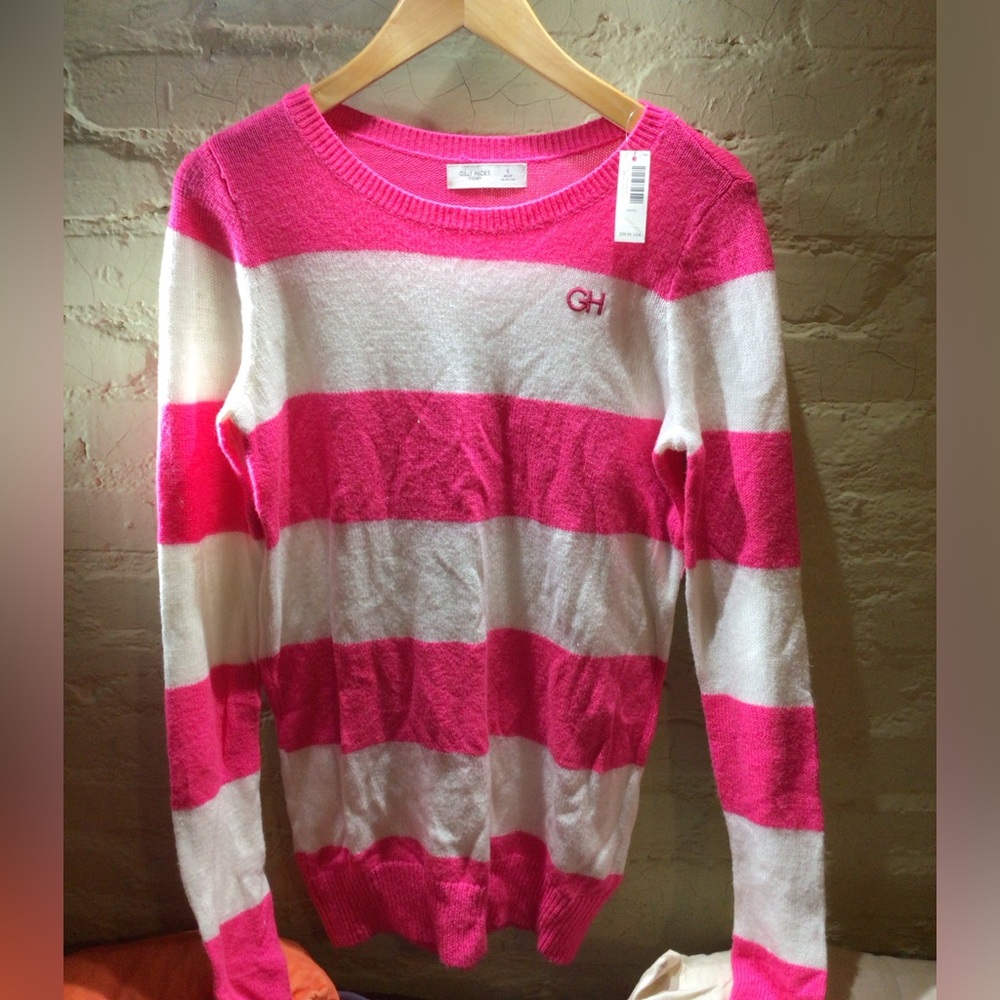 NEW! Gilly Hicks Striped Crewneck Sweater - Pink & White